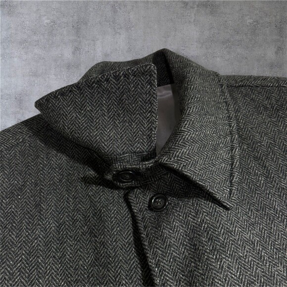 MARIO VALENTE Vintage Men Reglan Overcoat 42R Herringbon MADE IN ITALY Gray Coat - Picture 14 of 16